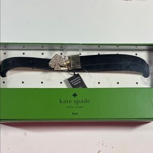 Kate Spade Black Belt with Sparkling Gold Buckle